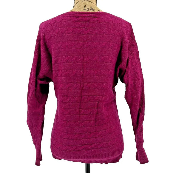 Lauren Ralph Lauren Sweater Women Medium M Raspberry Pink Cotton Wool Blend Knit - Picture 4 of 5